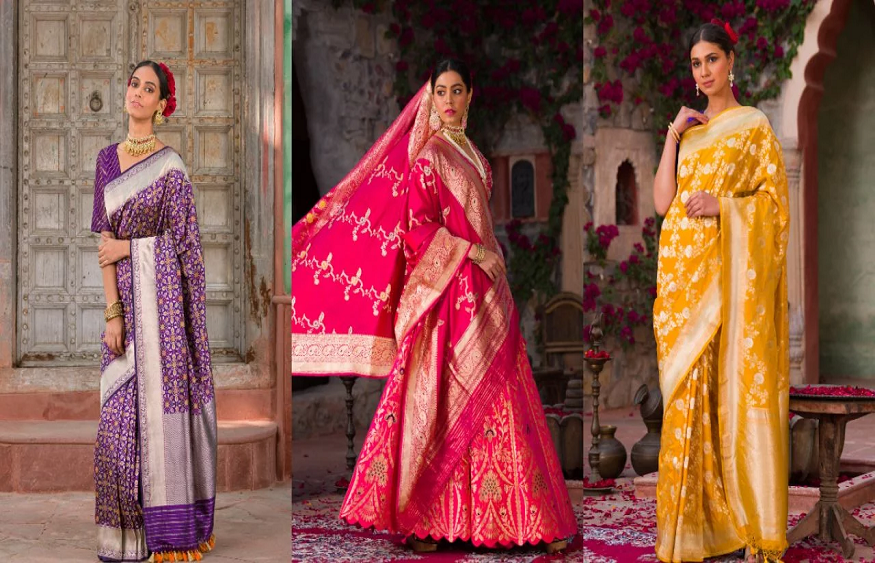 Where can One shop online for genuine Banarasi silk sarees?